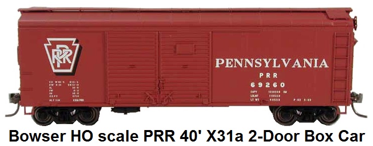 Bowser HO scale PRR Shadow Keystone 40' X31a 2-door Box Car