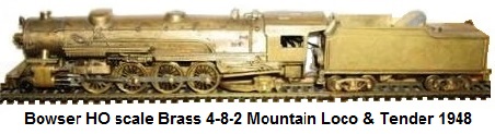 Bowser HO scale Brass 4-8-2 Mountain Loco With Tender acquired from Knapp 1946