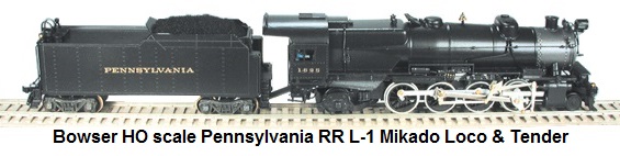 Bowser HO scale PRR L-1 Mikado Loco & Tender